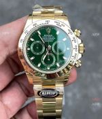Better Factory New 4130 Rolex Daytona Watch 904L Yellow Gold Emerald Green Dial 1:1 BTF 4130